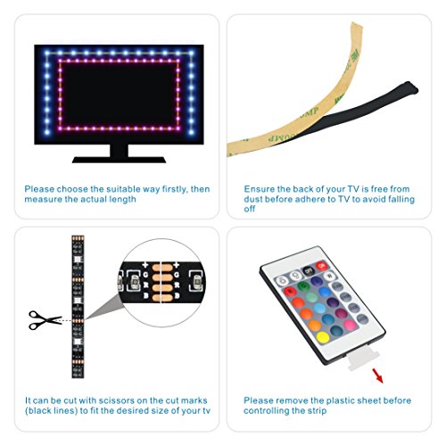 image for Idefair LED Strip Lighting 6.6ft 16 Color, LED TV Backlight Strip 5V 5