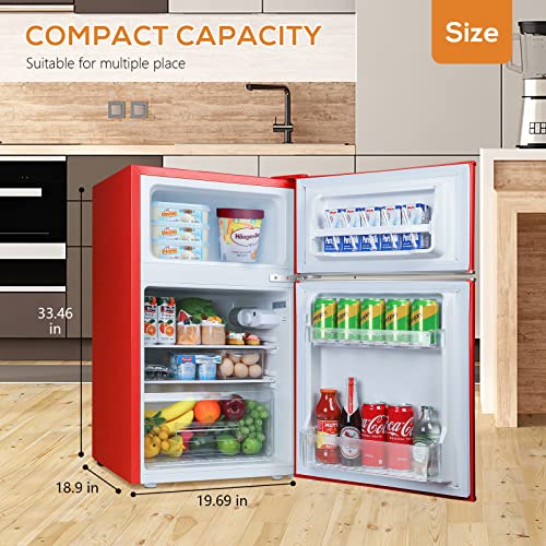 Antarctic Star Compact Mini Refrigerator Separate Freezer, 3.1 cu ft