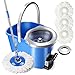 8L Spin Mop and Bucket Set 360 Degree Foot Pedal Clean Mop with 5 Pcs Microfiber Mop Pads and 1 Pc Floor Brush Head