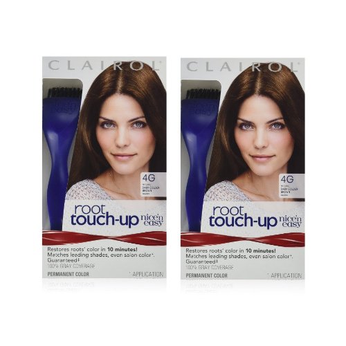 Clairol Nice 'n Easy Root Touch-Up 4G Kit (Pack of 2), Matches Dark Golden Brown Shades of Hair Coloring, Superior Grey Coverage (PACKAGING MAY VARY)