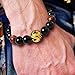 Merdia Men's Tiger Eye Stone Elastic Bead Bracelet with Loong Pattern