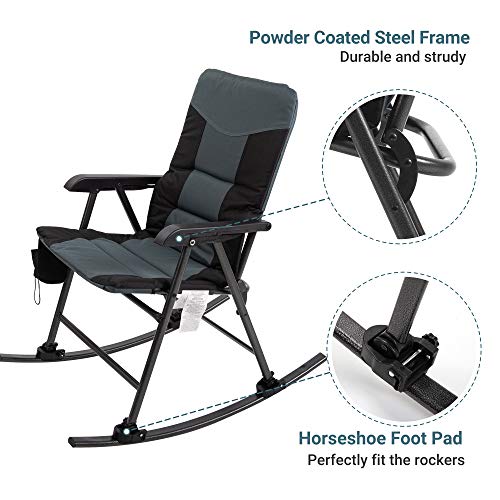 Coastrail Outdoor Folding Rocking Chair with Detachable Rockers 2 in 1