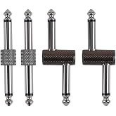 Rayzm Guitar Pedal Patch Connector, 6.35mm (1/4") Effect Pedal to Pedal Coupler, Male to Male Plug Adaptor for Guitar Pedalboard Instead of Patch Cable, Pack of 4 (2 Straight &amp; 2 Z Type)