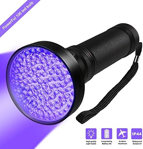 UV Flashlight Black light, HECOPRO Super Bright 100 LED Best Powerful Black Light Flashlight 395NM Ultraviolet Urine Detector Flashlight for Home &amp; Hotel Inspection, Pet Urine &amp; Stain Detection