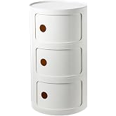 BxuxJar 3 Tier Round Nightstand with Drawer, White Round Side Table Small Plastic Storage End Table for Bedroom, Living Room, Bathroom