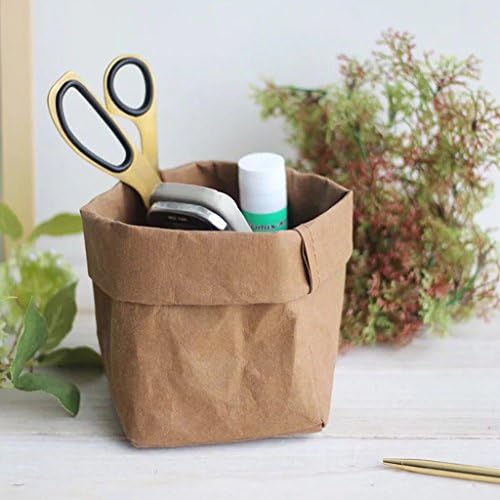 Loair Washable Kraft Paper Bag - Plants Flowers Gift Bread Storage Wedding Party Colored- Can Storage Onion Garlic Fruit Magazine Books(Gray) (15cm)