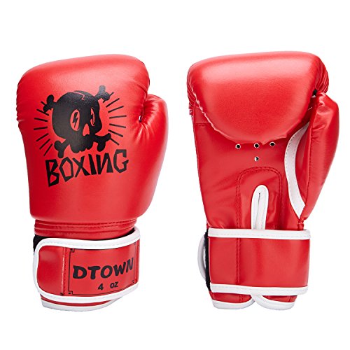 Dtown Kids Boxing Gloves,Red Thai Boxing Gloves MMA Sparring Gloves Cross Training Gloves 4oz Red Boxing Gloves