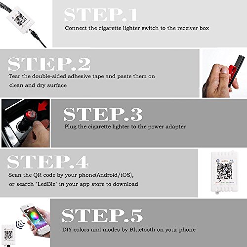 image for ICBEAMER COB LED Multi color Music Fit all Vehicle Control by Phone Ap