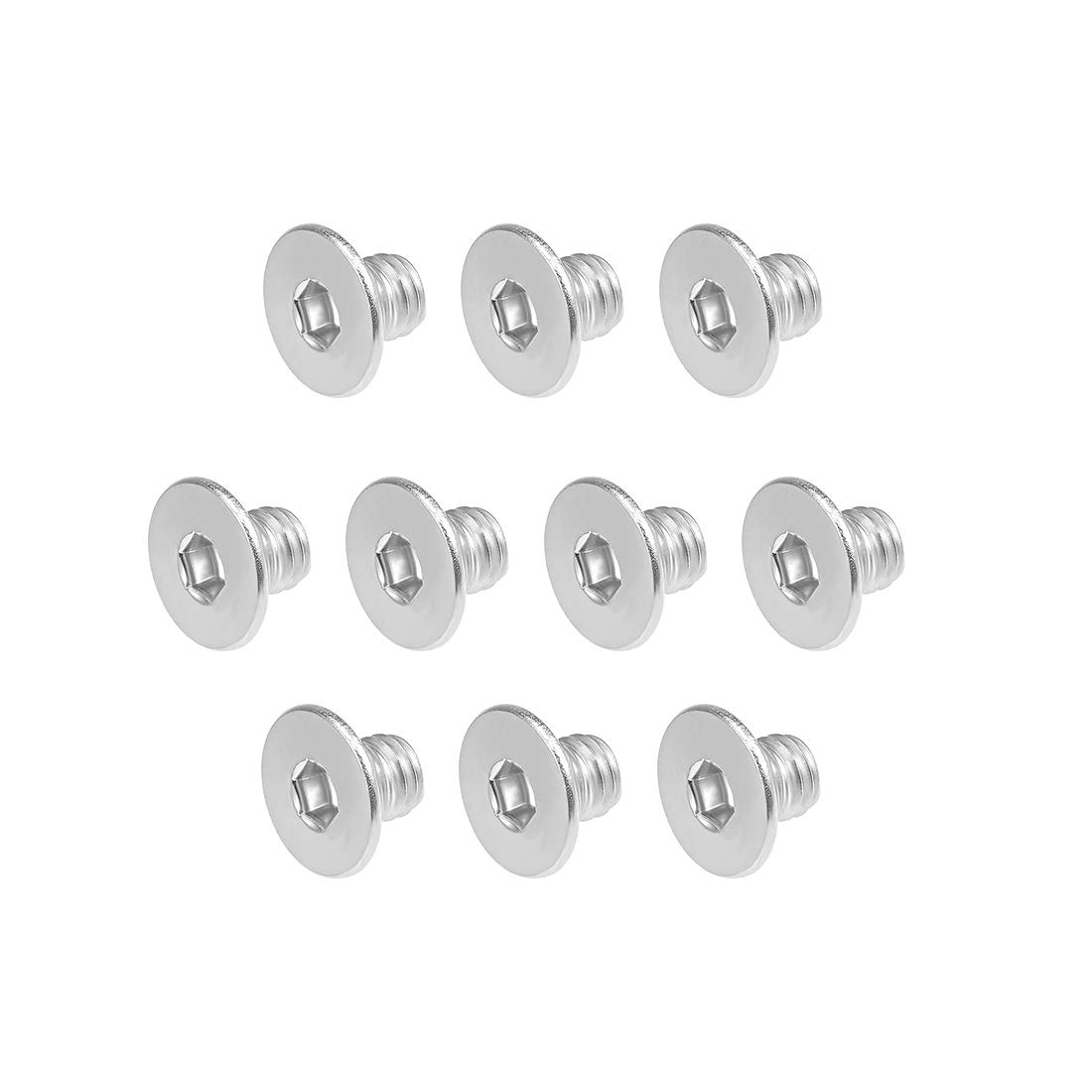 sourcing map M8x10mm Flat Head Machine Screws Inner Hex Screw 304 Stainless Steel Fasteners Bolts 10Pcs