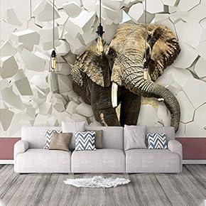 Wall Mural 3D Image of Elephant Removable Self-Adhesive Large Wallpaper - 66x96 inches