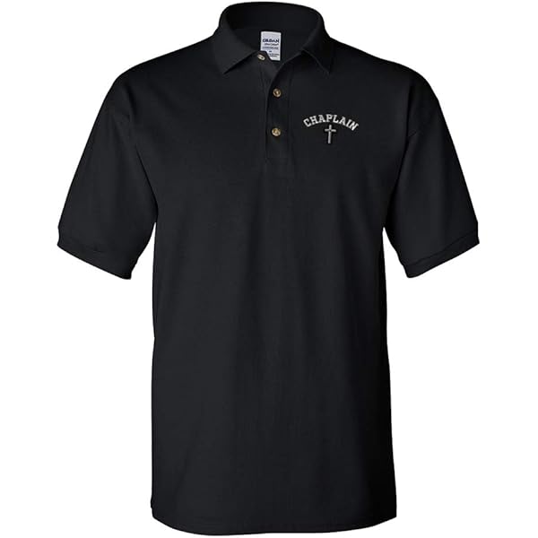 Amazon.com: Polo Shirt Chaplain Cross Embroidery Design Cotton
