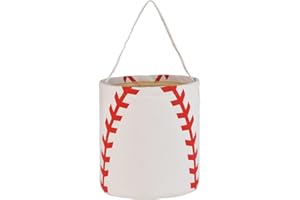 ONGLYP Easter Bunny Basket Cotton Easter Bunny Tote Bags Baseball Softball Design Personalized for Kids Carrying Gift and Eggs (Baseball)