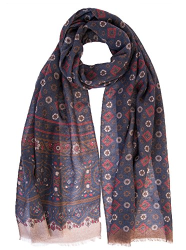 Elizabetta Men's Italian Scarf-Soft Lightweight Wool-Navy Blue Elizabetta Men's Italian Scarf-Soft Lightweight Wool-Navy Blue