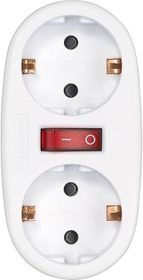 Adaptador 2 Tomas Schuko con Interruptor On/Off