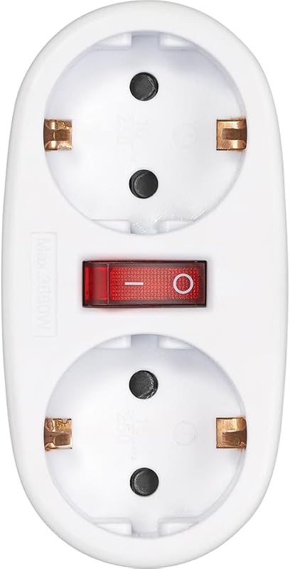 Adaptador 2 Tomas Schuko con Interruptor On/Off