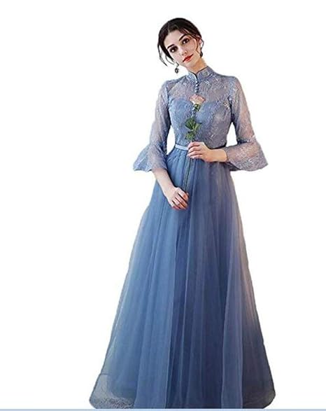 abito da sera lungo blu