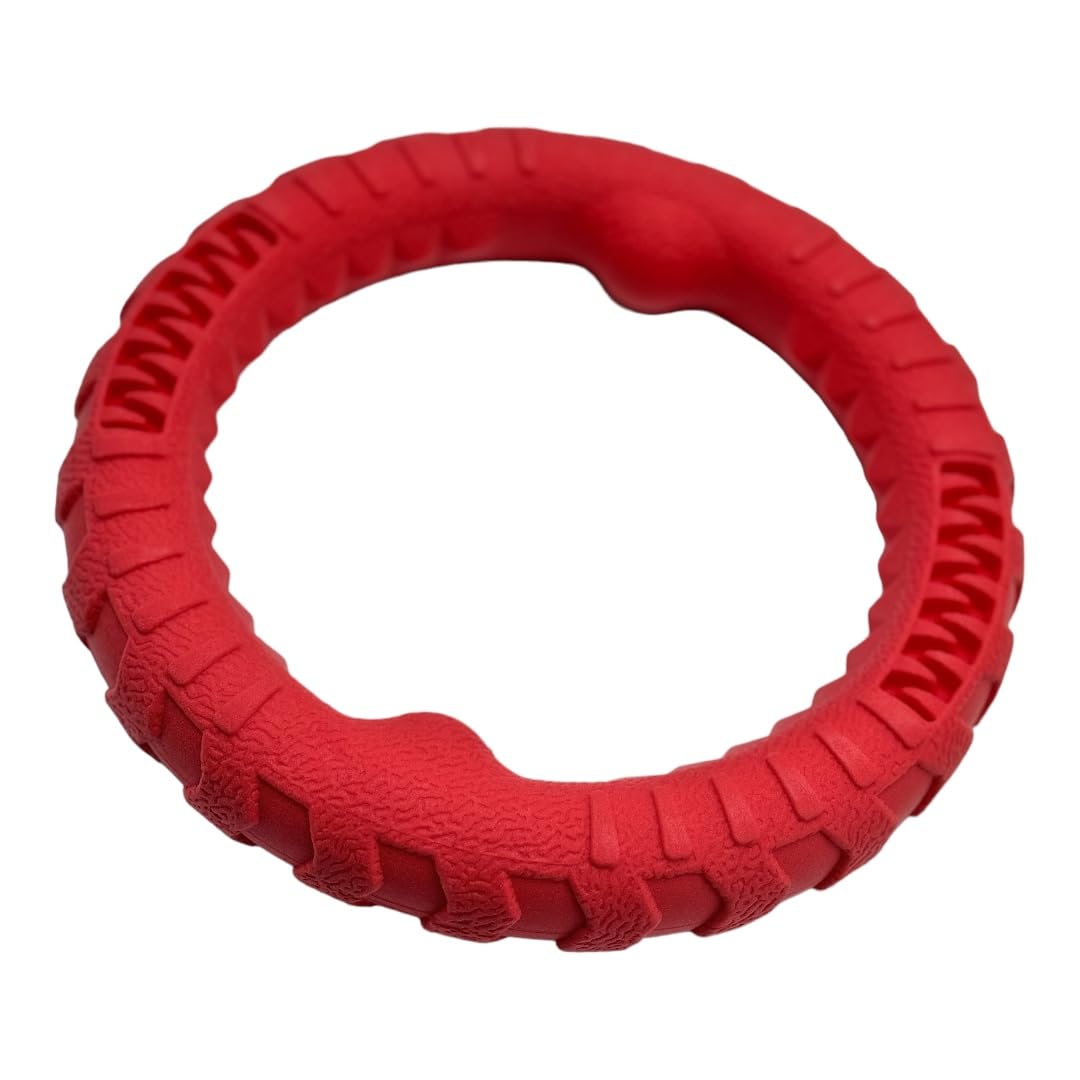 Pet Guru® Pet Dog Training Ring Anti-Bite Floating Toy Puppy Summer Pet Training Outdoor Durable Chew interactive Training Activity Toy (CORAL, SMALL 15 CM)
