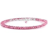 YANARA Natural Choker Necklace For Women Gemstone Full Micro Beads Dainty Jewelry for her, Birthstone, Energy Healing Crystals, Silver Plated Chain 18 inch