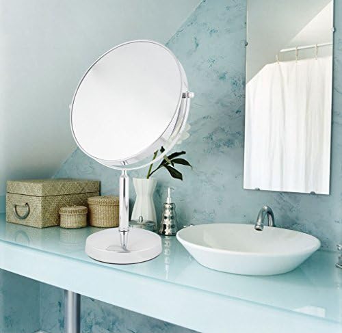 Cerdeco THE BIG ONE Makeup Mirror 1X-5X Magnification Double Sided 360 Degrees Rotiation Vanity Mirror, Chrome Finished