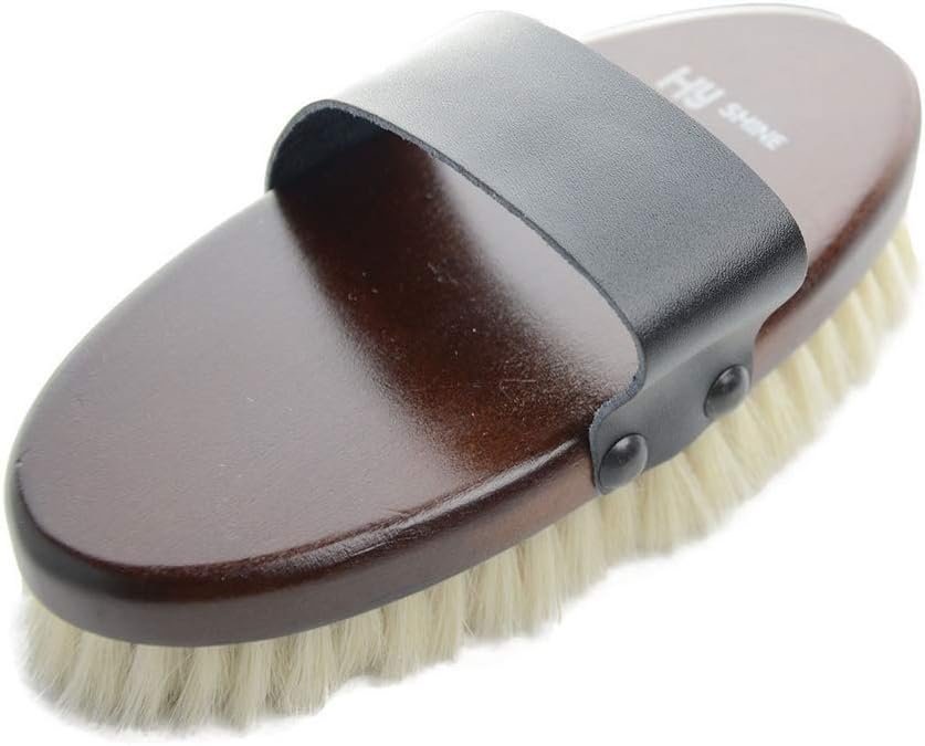HySHINE Deluxe Goat Hair Wooden Body Brush (L) (Dark Brown)
