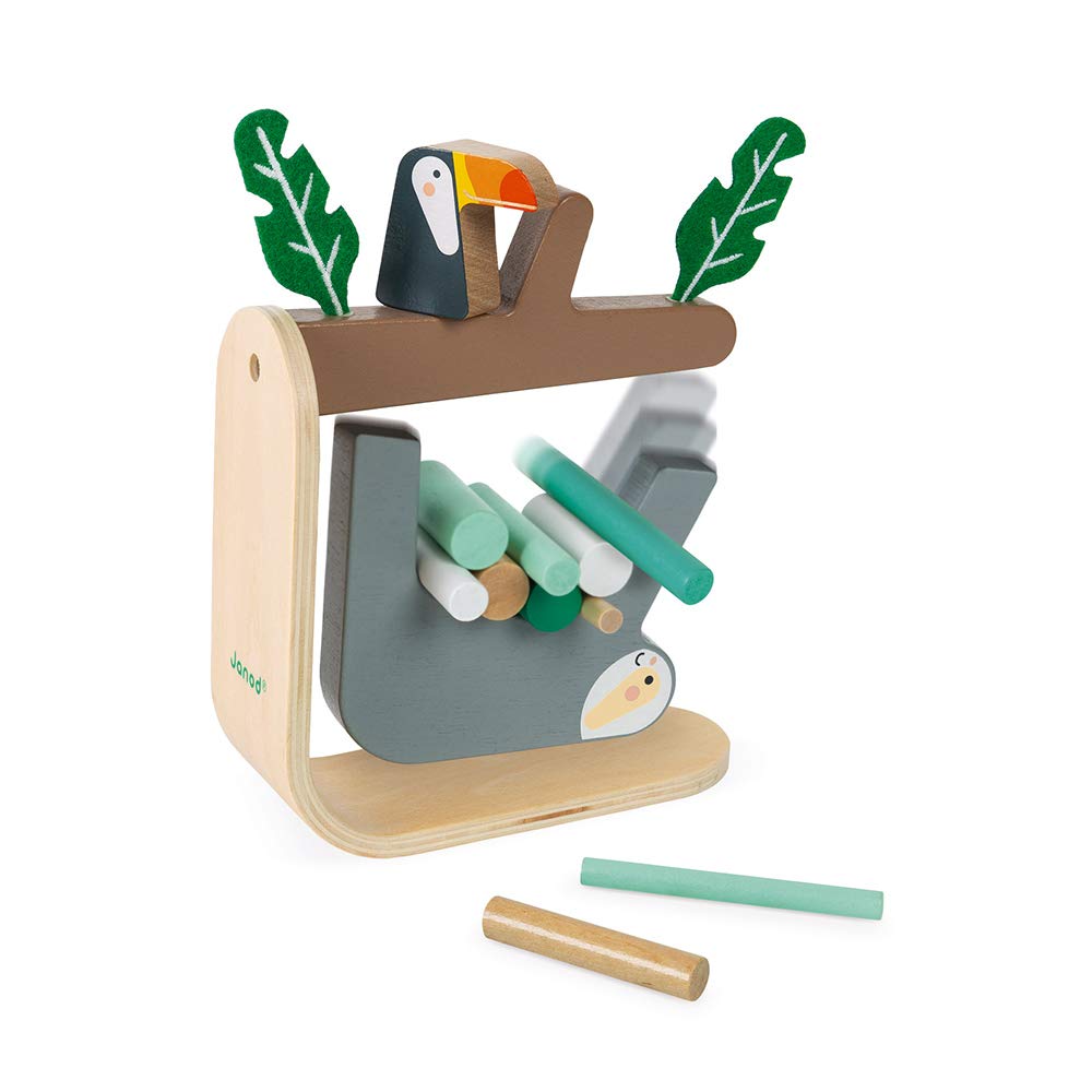 Janod - Wooden Balance Sloth Game - Skill Game - Fine Motor Skills Learning and Concentration - Fsc Certified - from 3 Years Old, J08046