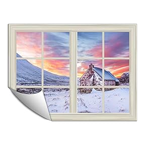 Wall Paper Small Wall Mural Snowscape Out of The Window Wall Art Removable Wall Decoration for Bedroom Living Room - 24x32 inches