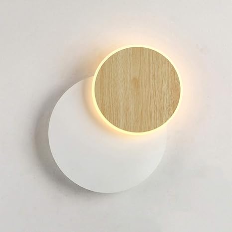 Amazon Co Jp Rishx 9w モダン 回転可能 月 丸型 Led 壁ランプ 木製 個性的 ファンキー 屋内 壁取り付け用燭台 ホテル 通路 廊下 リビングルーム 装飾 アクリル 壁 照明 器具 温白色 ホワイト R0 ホーム キッチン