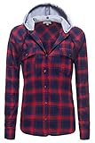 Luna Flower Women's Long Sleeve Button Front Plaid Flannel Shirts.