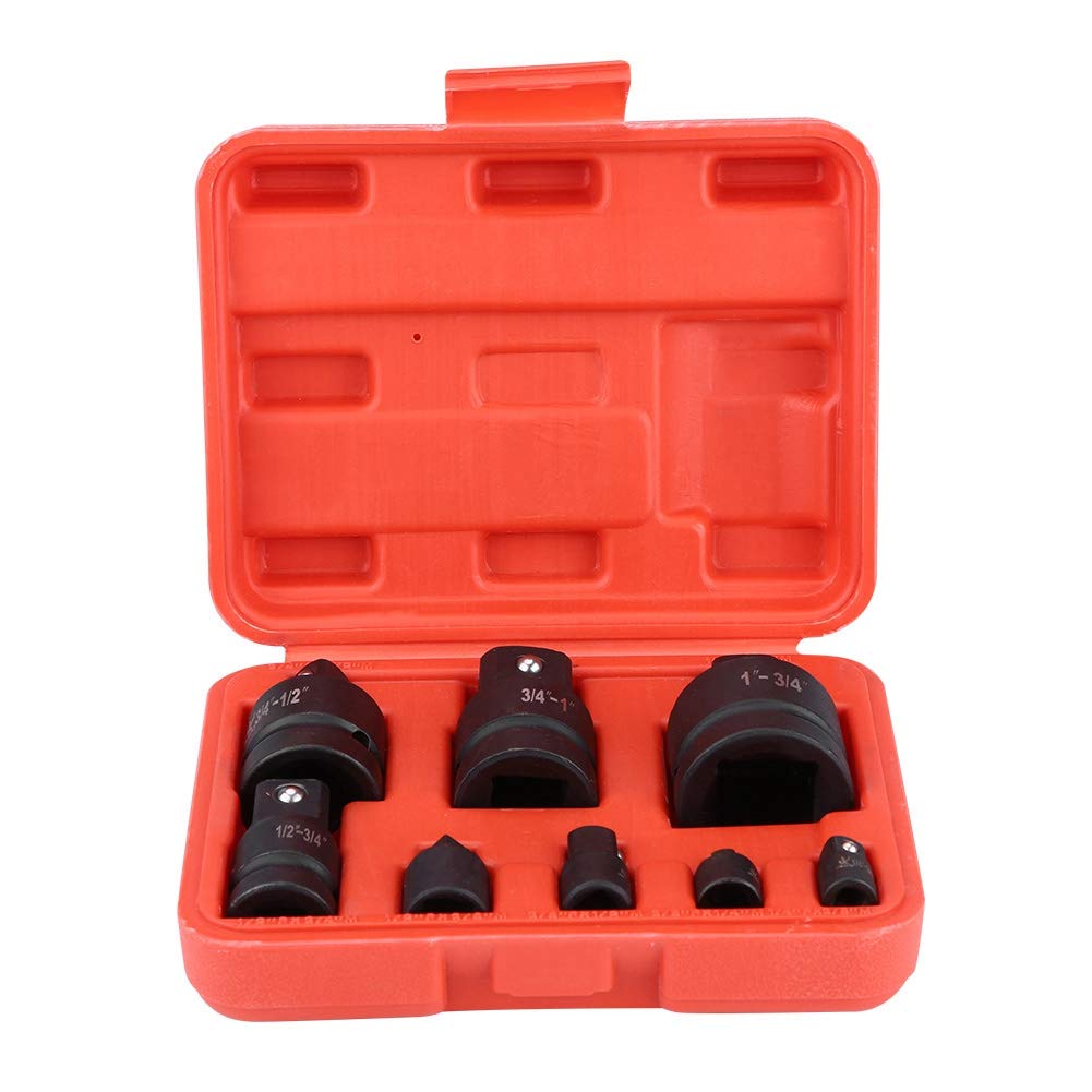 Estink Socket Adaptor Set, 8 Pcs Impact Socket Adapter and Reducer Set 1/4" 3/8" 1/2" 3/4" 1" Impact Driver Convertor Reducer Converter Adapter with Plastic Case for Impact Driver Conversions