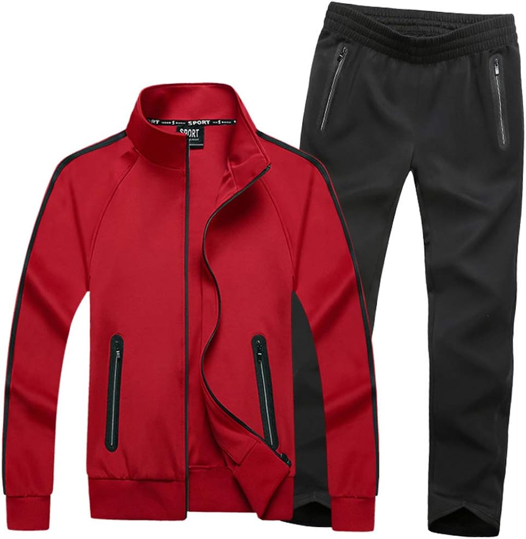 Sun Lorence Men's Athletic Running Tracksuit Set Casual Full Zip ...