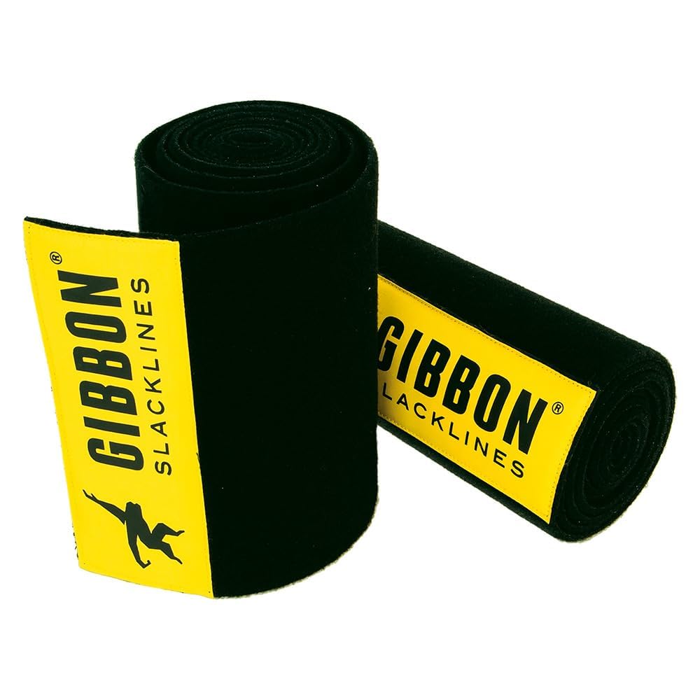 Gibbon Slacklines Tree Wear, protection for tree and line, black felt with practical velcro and yellow GIBBON logo, length: 100cm, width: 16cm