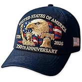 Eagle & Liberty,United States 250th Anniversary Hat,250th Anniversary USA Hat,Bald Eagle Embroidery Patriotic Baseball Cap