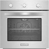 Empava Single Liquid Propane Gas Wall Oven 24 in. 2.3 cu. Ft. | Bake Broil Rotisserie Functions with Mechanical Controls and Built-in Timer and Convection Fan in Stainless Steel, Silver