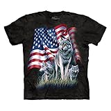 The Mountain Men's Wolf Flag T-Shirt Black 2XL
