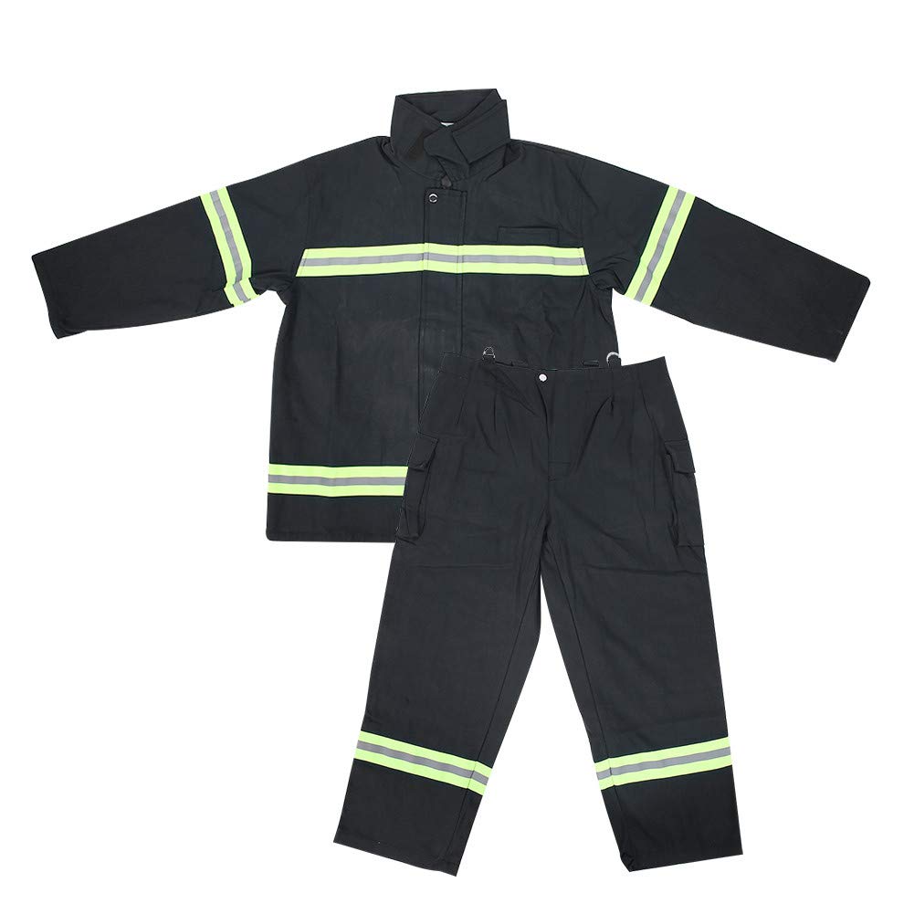 Flame Retardant Clothing, Fireproof Heat Proof Clothing, Fireman Protective Coat Trousers to Resistant High Visibility(M)