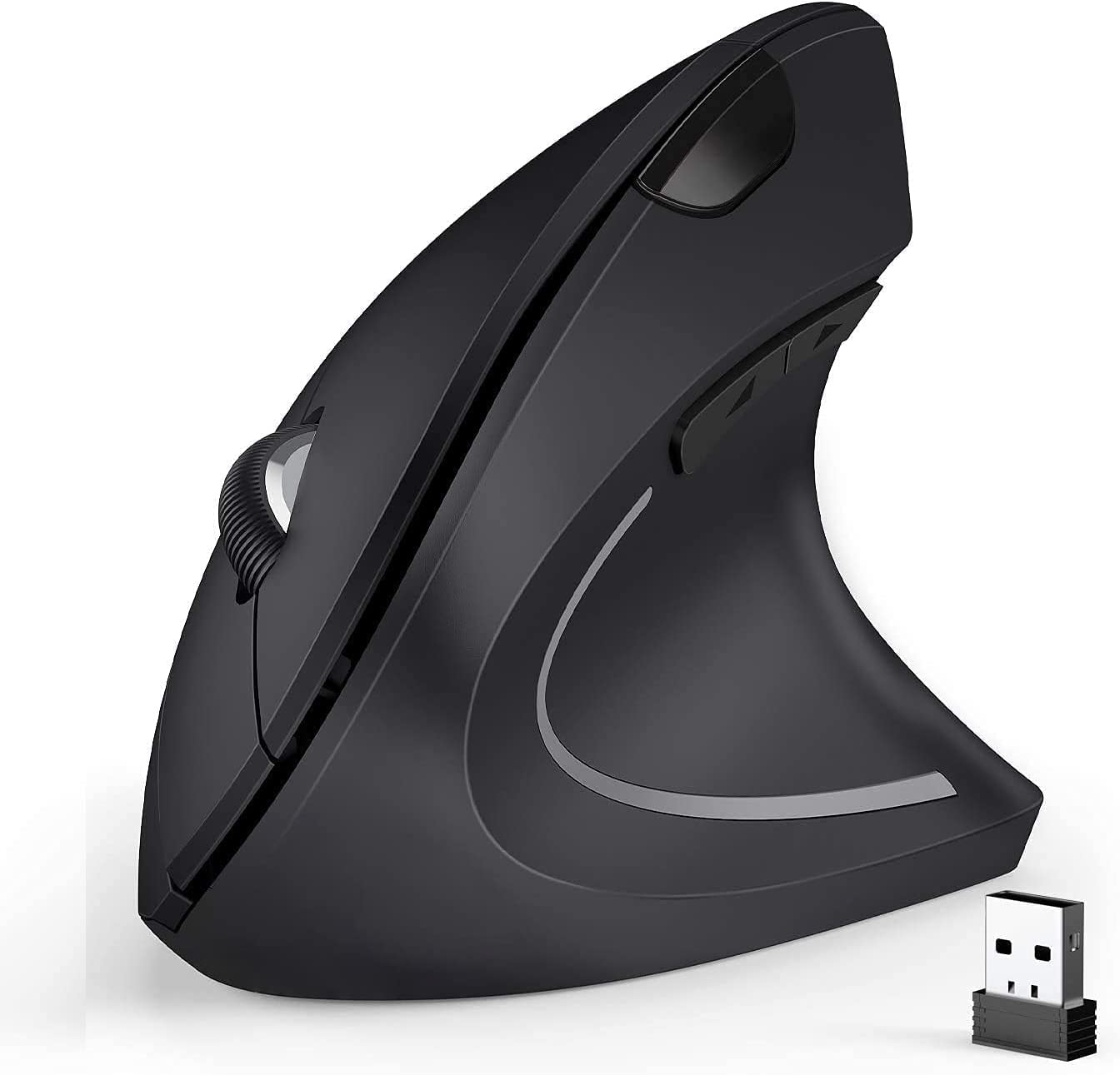 BeWishes Ergonomic Mouse, 2.4G Optical Wireless Vertical Mouse with 6 Buttons - 3 Adjustable DPI 800/1200/1600 for Laptop, PC, Computer, Desktop, Notebook etc