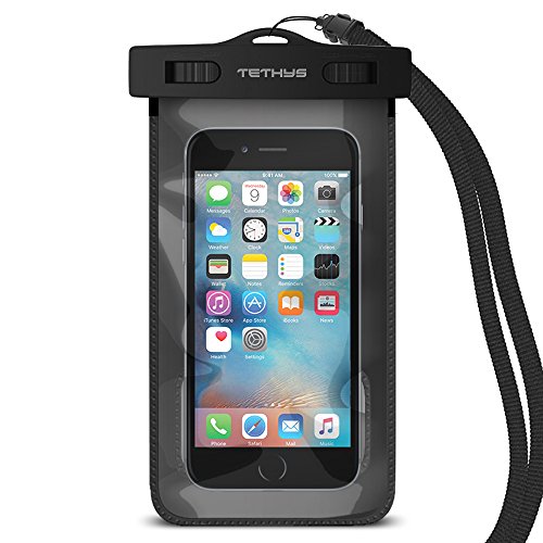 Waterproof Case, TETHYS Universal Waterproof Bag [Ultrapouch Pro] for iPhone 6/6S Plus, iPhone 5S 5C 5 4S, Galaxy S6, S6 Edge S5, Note 4 3 [Black] Protective pouch cover Fit Up to 6.1 inch Diagonal