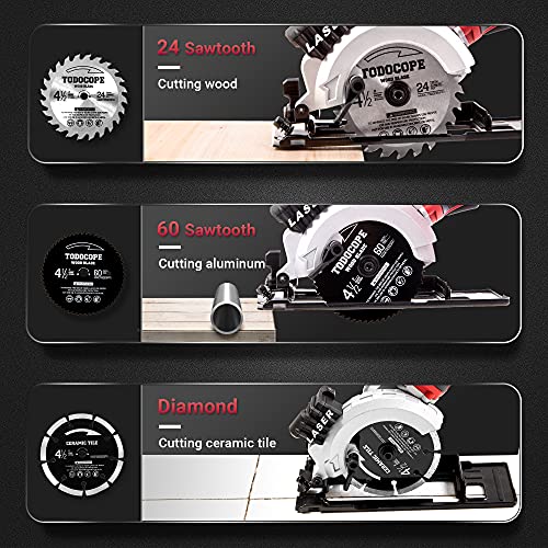 TODOCOPE Mini Circular Saw with 8 pcs 4 1/2" circular saw blades, 5