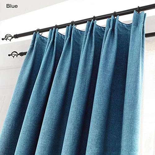 2 panels set Hollow Blackout curtain, Floor-length Full light blocking Drape Opaque Thermal insulated Thickened Window screen-blue-hook 190 x 270cm
