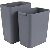 Ponpong 4.5 Gallon Rectangular Plastic Wastebasket, Plastic Trash Wastebasket, 3 Packs, Gray