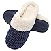 ULTRAIDEAS Women's Lamb-hug Comfy Fleece House Slippers Memory Foam, Slip-on House Shoes Indoor Outdoor (Blue, Size 9-10)