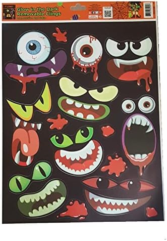 Halloween Window Decorations Glow In the Dark Removable Sticker Clings (Mouth)
