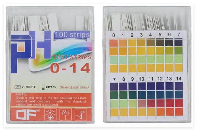 CENPEK Health Universal pH Test Strips 0-14 Wide Range & Four Pad for Acid Alkaline pH Testing (100 Strips) Better Than Litmus Paper + pH Guide
