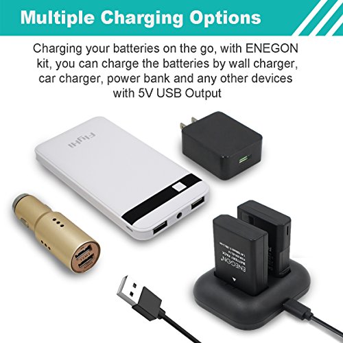 EN-EL14/14a ENEGON Replacement Battery (2-Pack) and Rapid Dual Charger Kit for Nikon EN-EL14/14a (100% Compatible with Original) and Coolpix P7000, P7100, P7700, P7800 DSLR D3100,D3200,D3300,D3400.