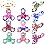 Fidget Spinner 10 Pack ADHD Stress Relief Anxiety Toys Best Autism Fidgets spinners for Adults Children Finger Toy with Bearing Focus Fidgeting Restless Colorful Hand Spin Party Favor by Akimoom