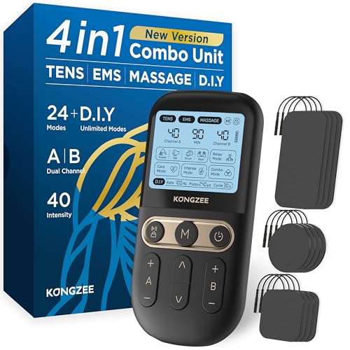 4 in 1 D.I.Y TENS Gerät , Massage Muskel & Nervenstimulationsgeräte Zweikanal-TENS EMS Geräte-Therapiegerät zur Schmerzlinderung, von der FDA Impulsma
