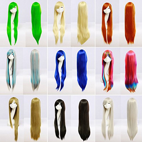 DEESEE(TM) Women's Long Straight Hair Cosplay Costume Party Full Natural Hair Wigs