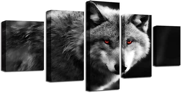 YATING Chorro de Tinta Cinco Animales Lobo Blanco Dormitorio Sala de