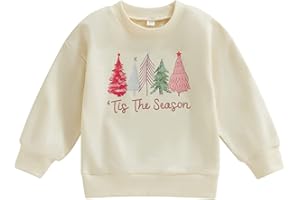 BOEBNOZCV Christmas Outfit Toddler Baby Girl Pink Sweatshirt Long Sleeve Crewneck Pullover Xmas Santa Shirt Tops Winter Clothes