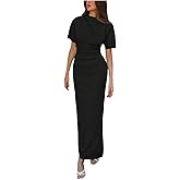 Milumia Women's Short Sleeve Dress Cinched Waist Ruched Elegant Bodycon Long Party Dresses